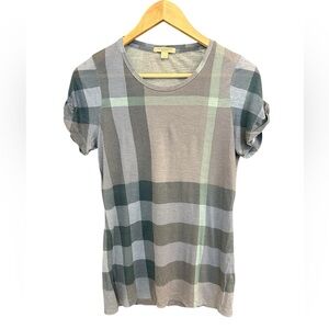 Burberry Brit M Plaid Gray Women's Top- shear effect good used condition